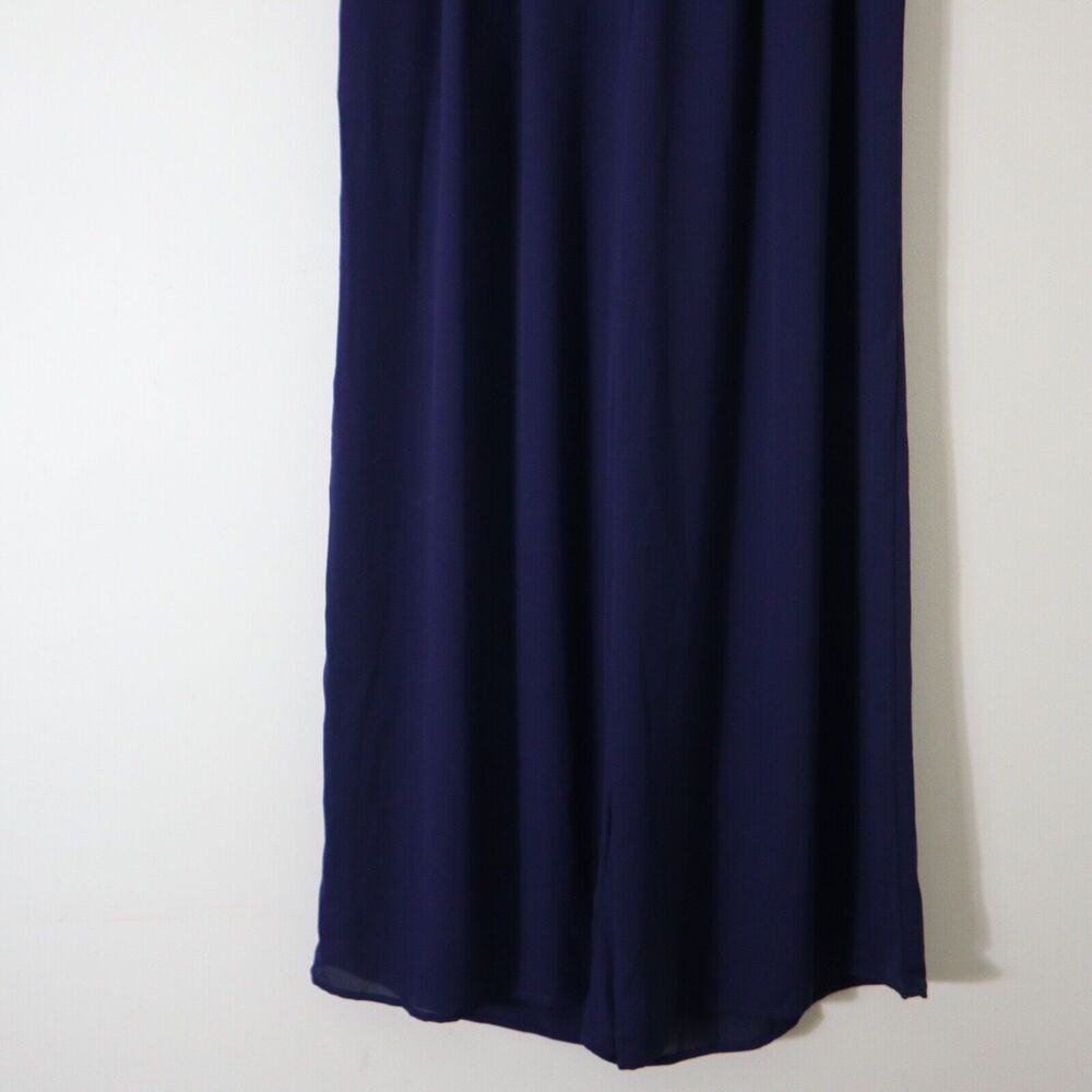 J.McLaughlin Size 6 Candela Pant Wide Leg Navy Blue Crepe Flowy Pleated - Picture 6 of 11